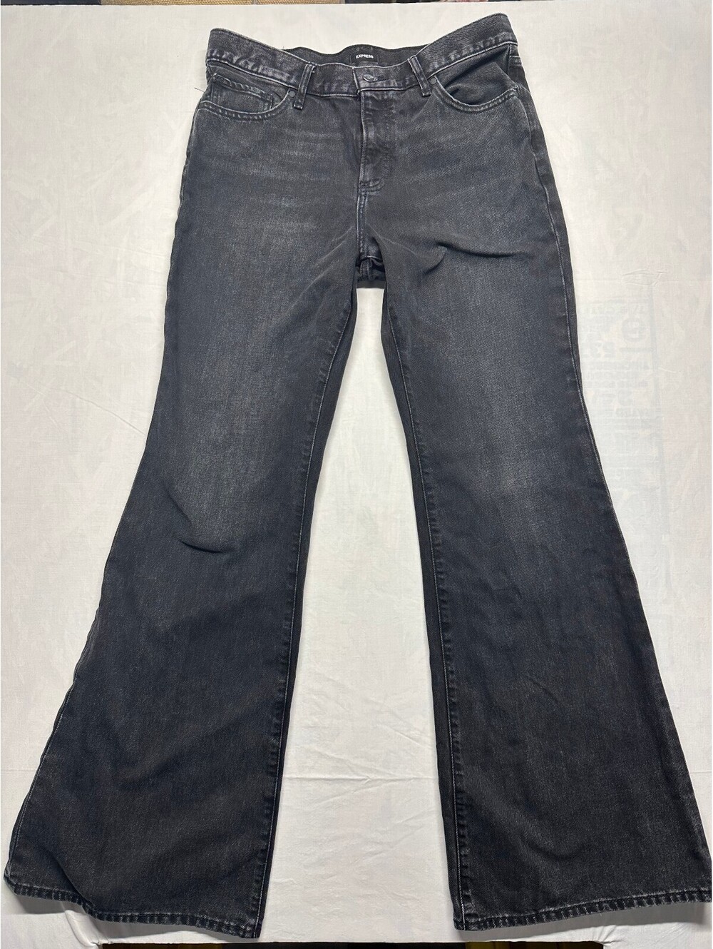 Express Washed Black Wide Leg Flare Jeans Size 10 Long EUC
